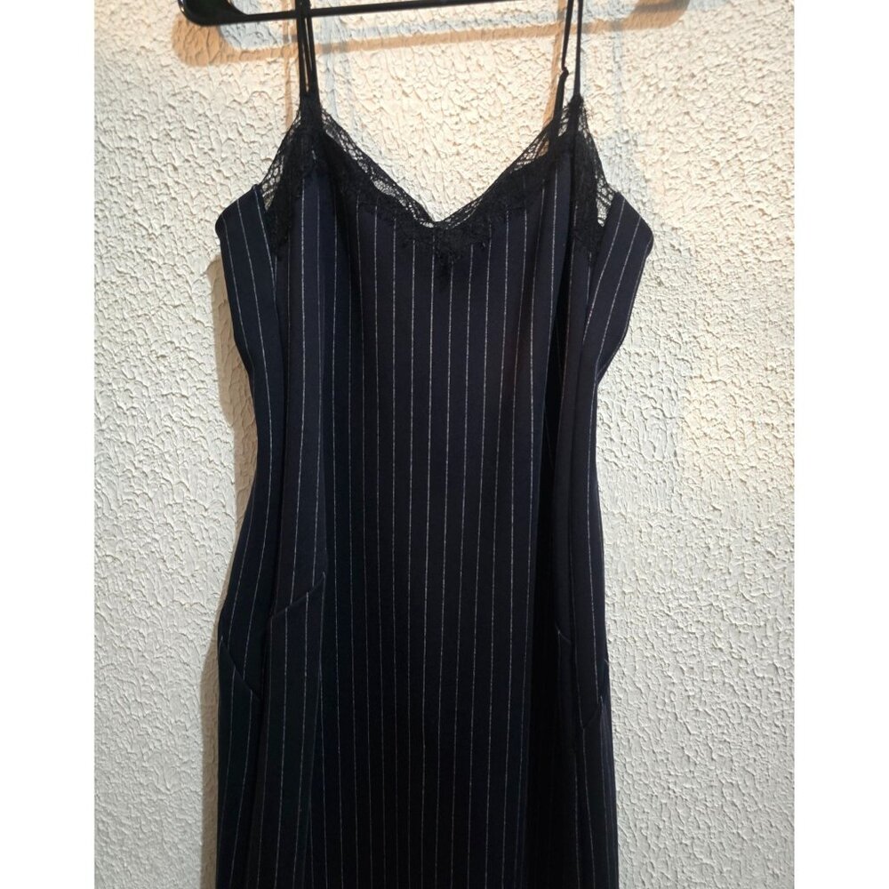 Worthington Womens Size 14‎ Pinstripe Slip Dress With Lace Neckline